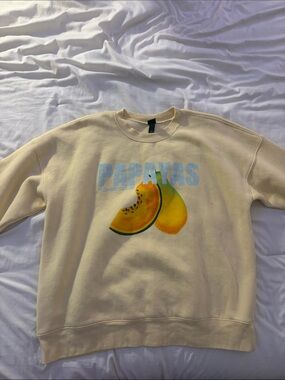 wild fable Cream Crewneck with Yellow Papaya Graphic
